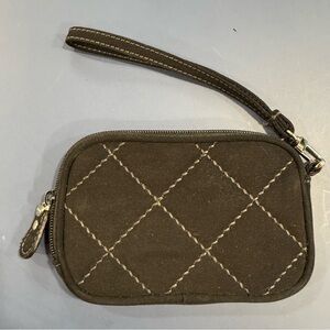 VERA BRADLEY Wristlet Bag black quilted Microfiber Small Zippered Case